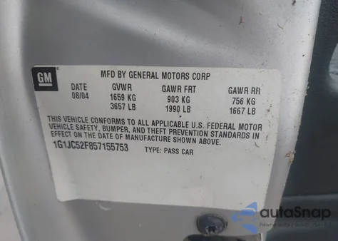 2005 Chevrolet Cavalier from USA, damaged, VIN 1G1JC52F857155753